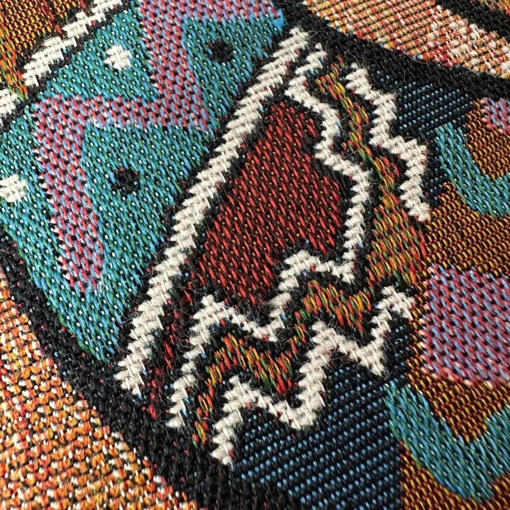 Kokopelli Woven Tapestry‎ Throw Pillow Southwest Flute Player 2 Sided 15x15
